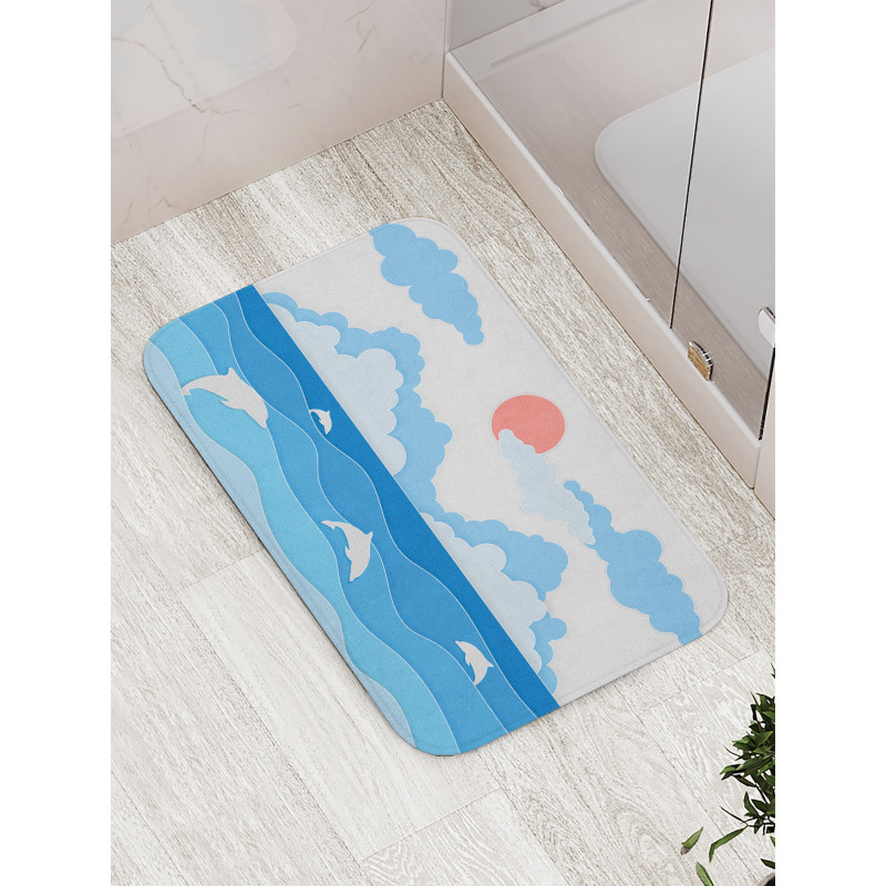 Seascape Art Dolphins Bath Mat