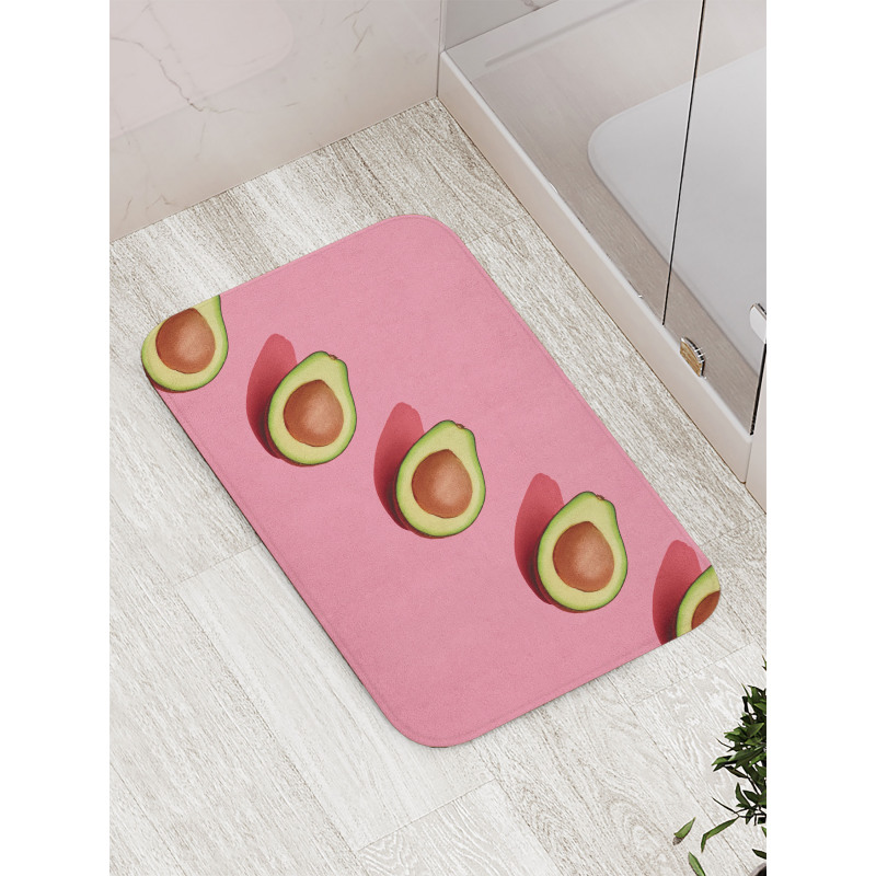 Halved Fresh Avocados Bath Mat