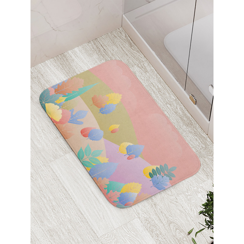 Pastel Fall Leaves Bath Mat