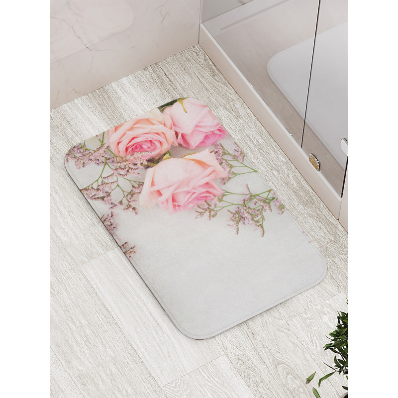 Close up Photo Flowers Bath Mat