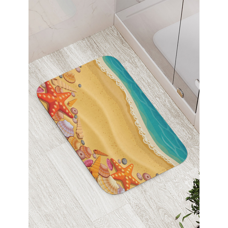 Seashell on Shore Cartoon Bath Mat
