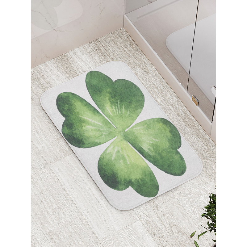 Watercolor Shamrock Leaf Art Bath Mat