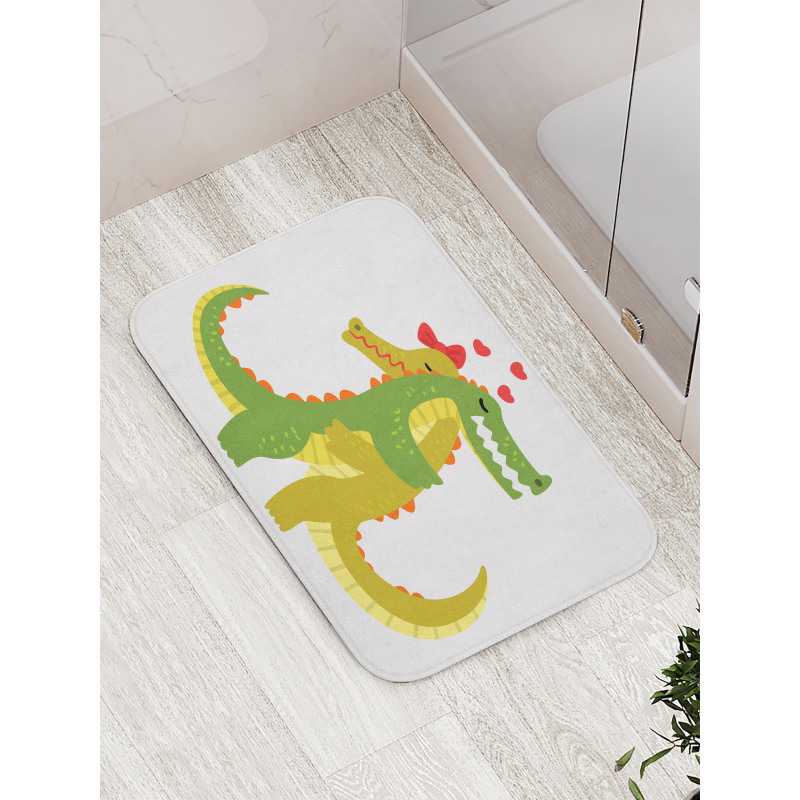 Romantic Couple Hugging Bath Mat