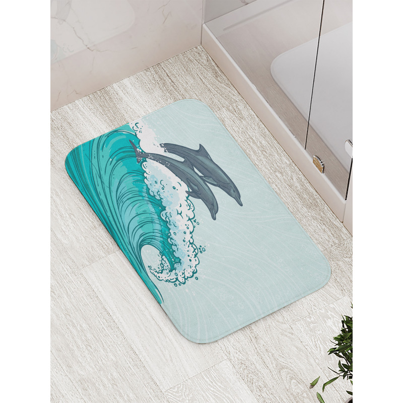 Sea Waves Sketch Art Bath Mat