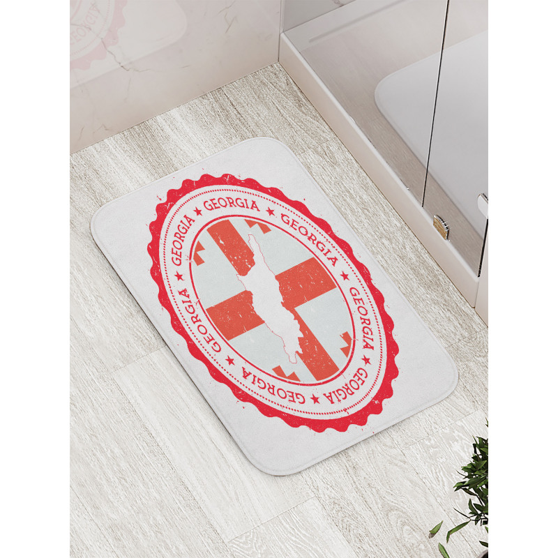 Vintage-Themed Map and Flag Bath Mat