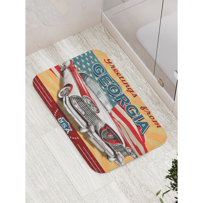 Touristic Greeting Pattern Bath Mat