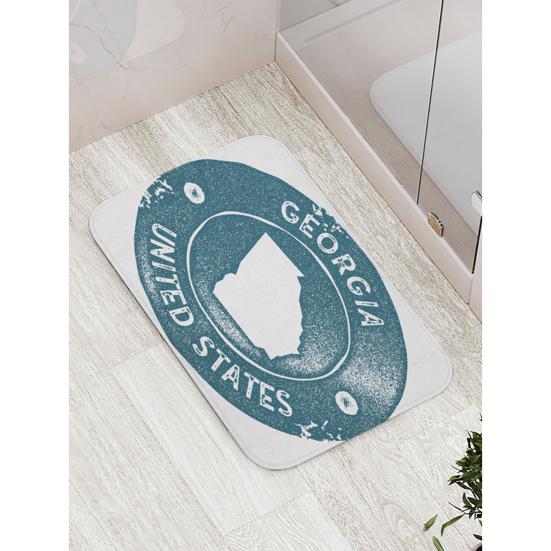 Map of Georgia Round Emblem Bath Mat