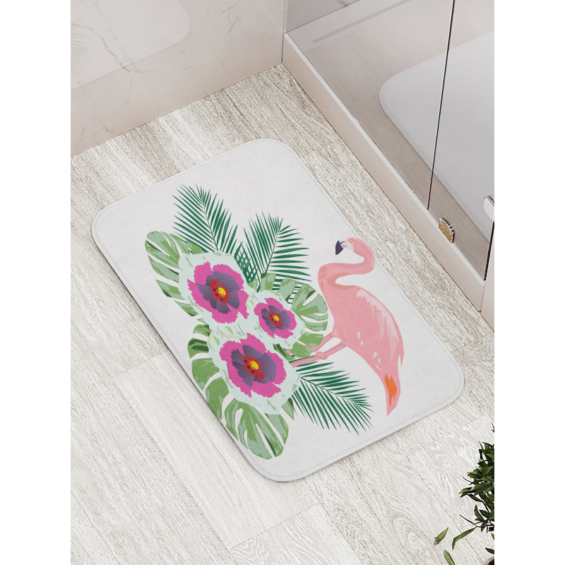 Flamingo Tropical Bouquet Bath Mat