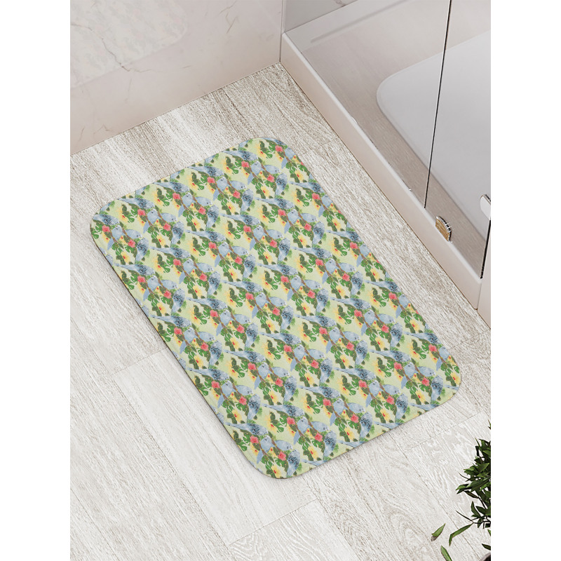 Birds Composition Leaves Bath Mat