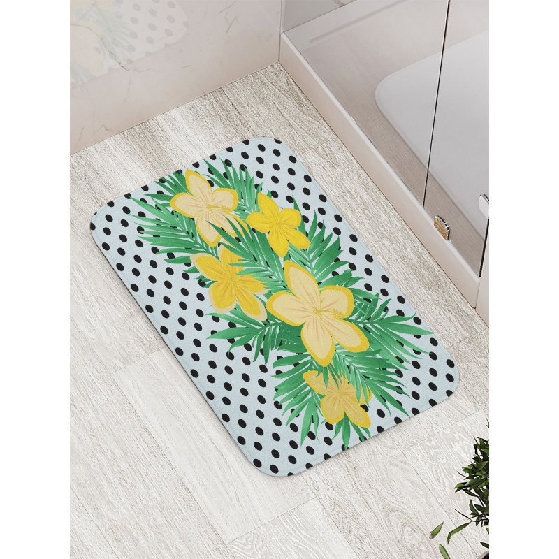 Exotic Flower Polka Dots Bath Mat