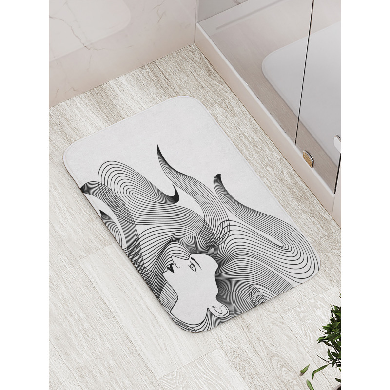 Long Striped Hair Bath Mat