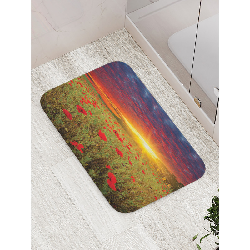 Meadow Poppies Sky Bath Mat