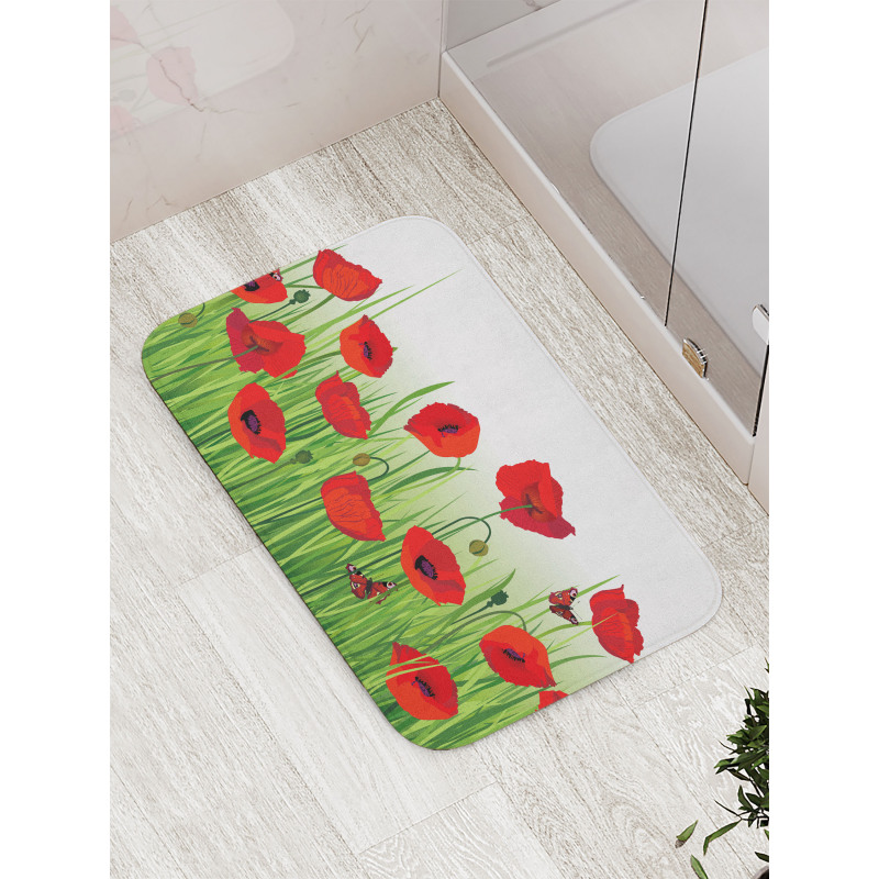 Butterfly Floral Design Bath Mat