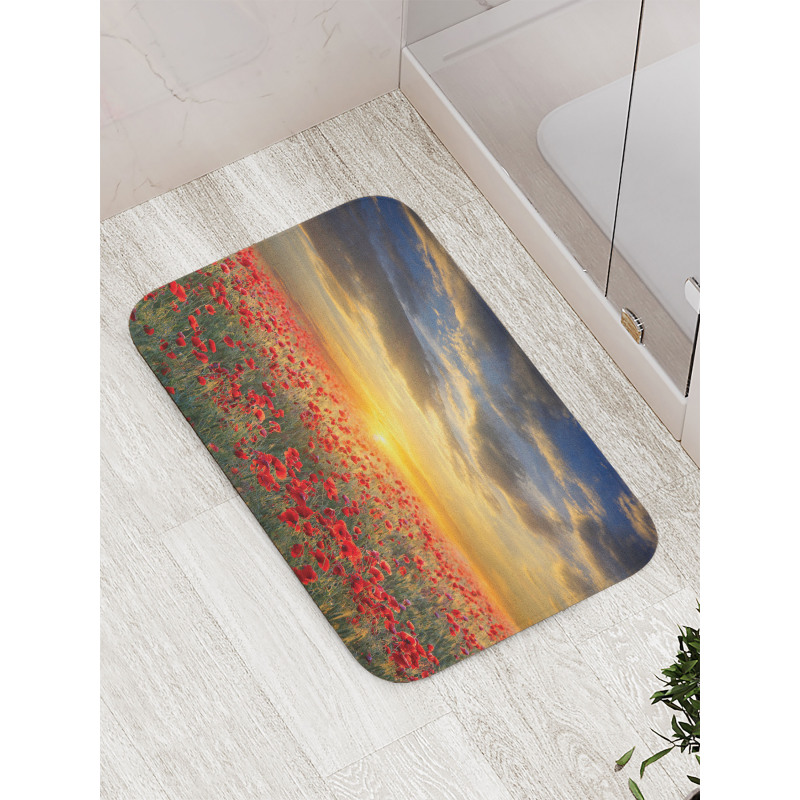 Scenic Field Sunset Sky Bath Mat