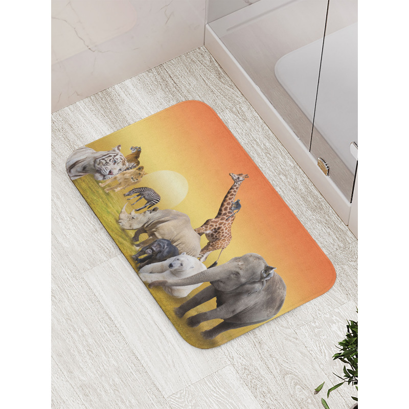 Wildlife Animals at Sunset Bath Mat