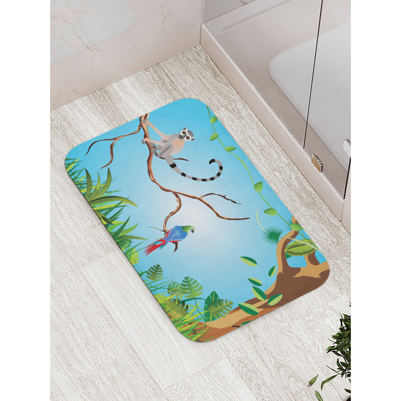 Tropical Botanical Parrot Bath Mat