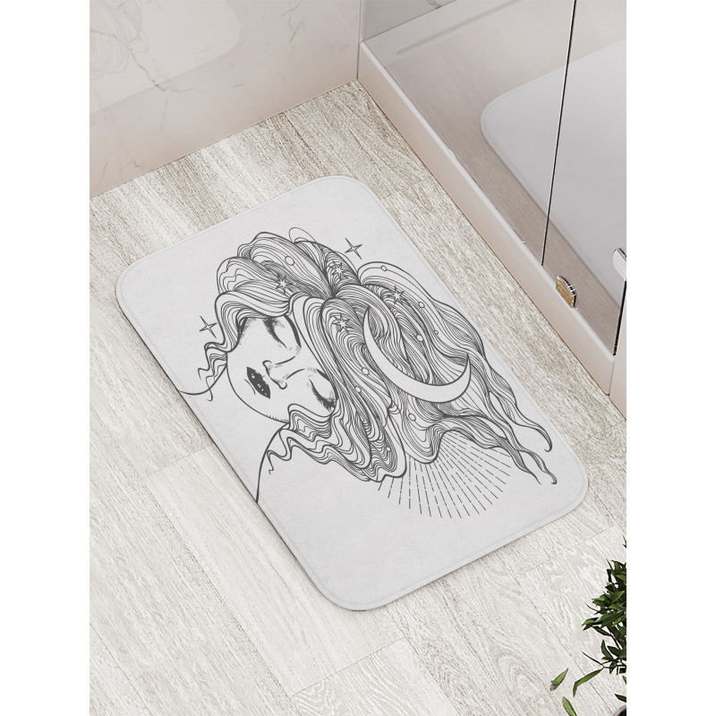 Modern Woman Starry Hair Bath Mat