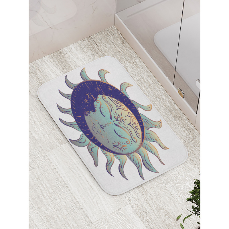 Boho Sun and Crescent Bath Mat