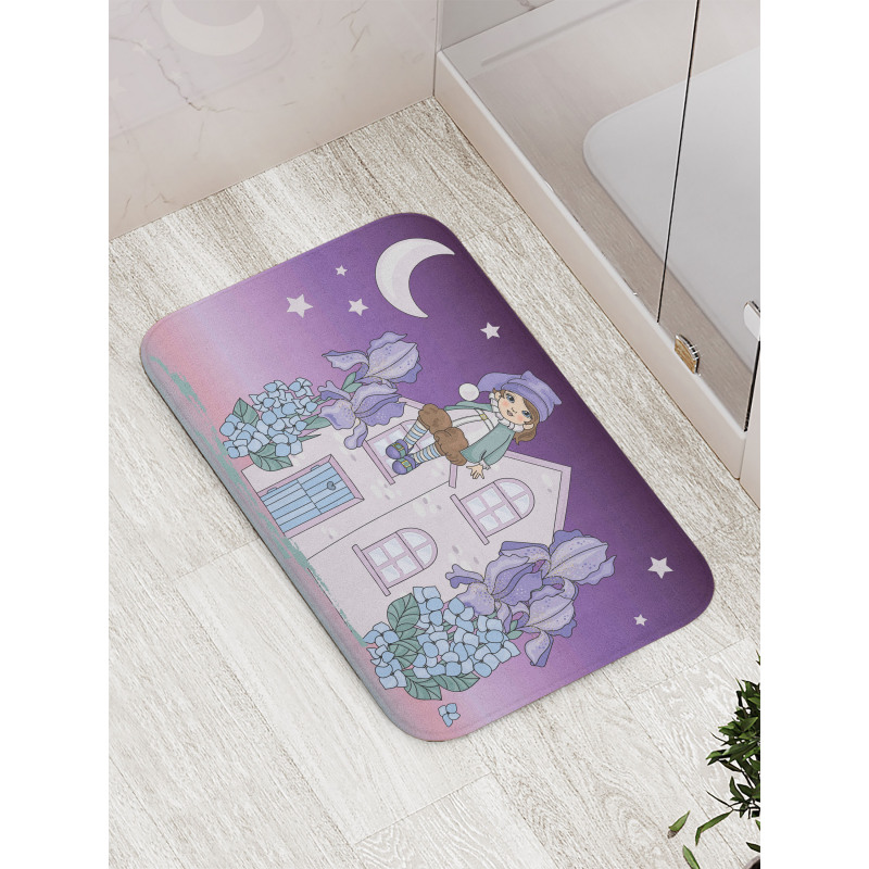 Nursery Dwarf Sits on House Bath Mat