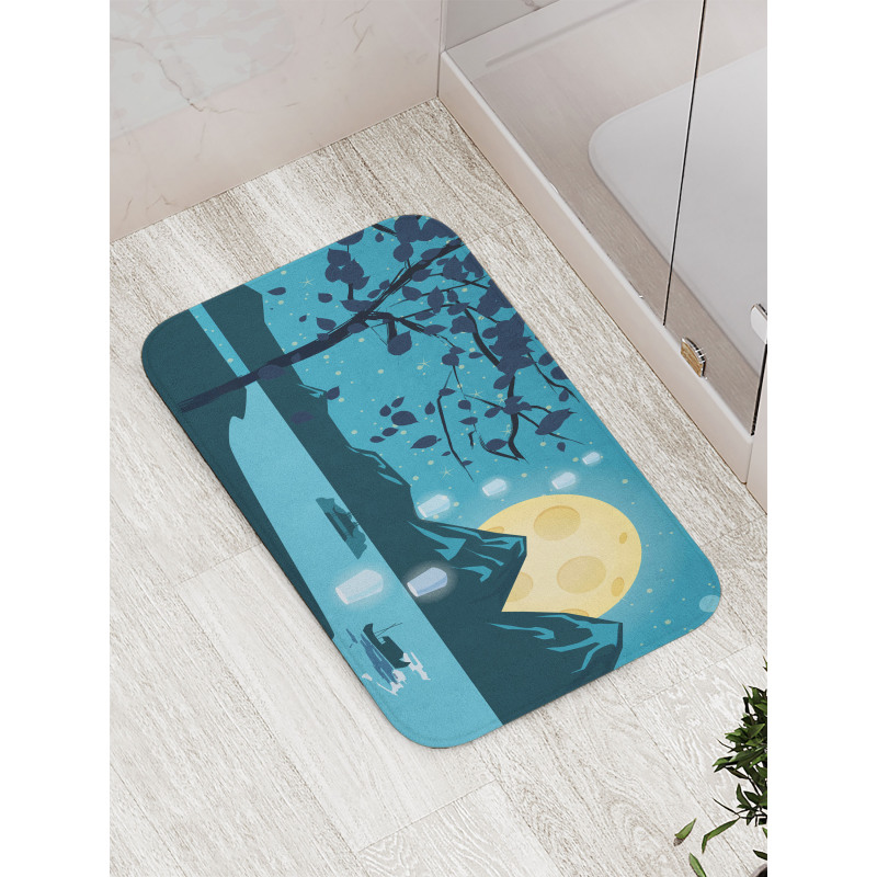 Night Landscape Moon Bath Mat