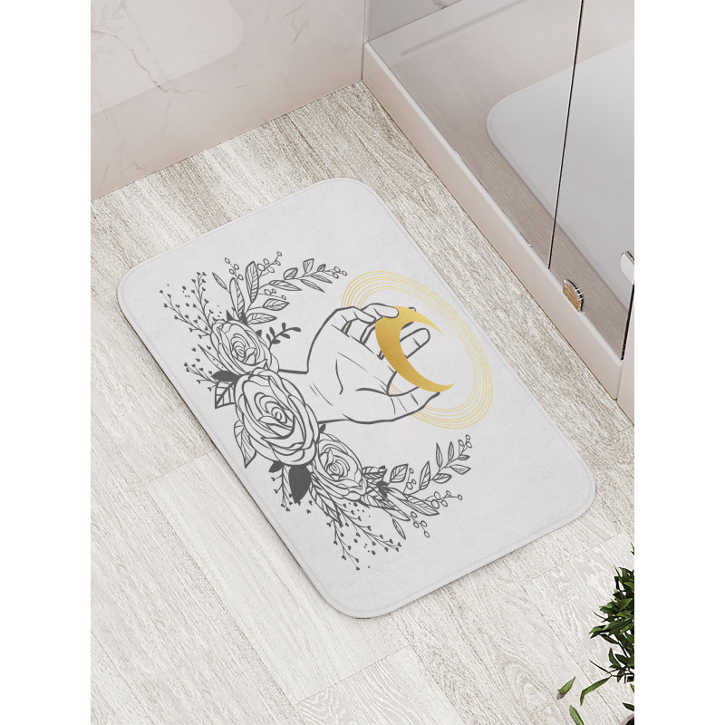 Crescent Floral Wreath Bath Mat