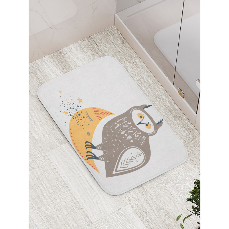 Wisdom Owl Crescent Bath Mat