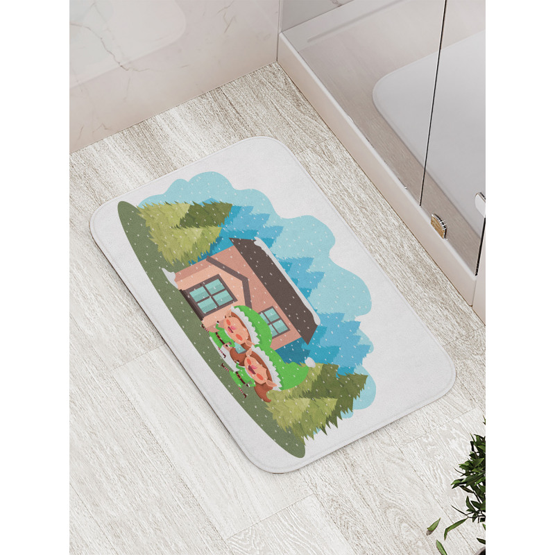 2 Dwarfs House in Winter Time Bath Mat