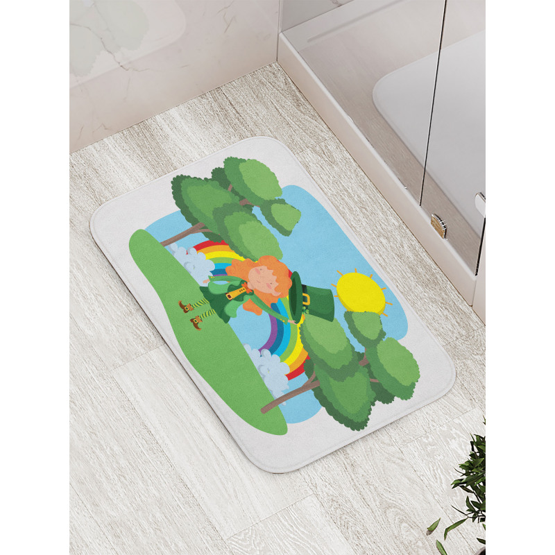 Young Girl Sun and a Rainbow Bath Mat