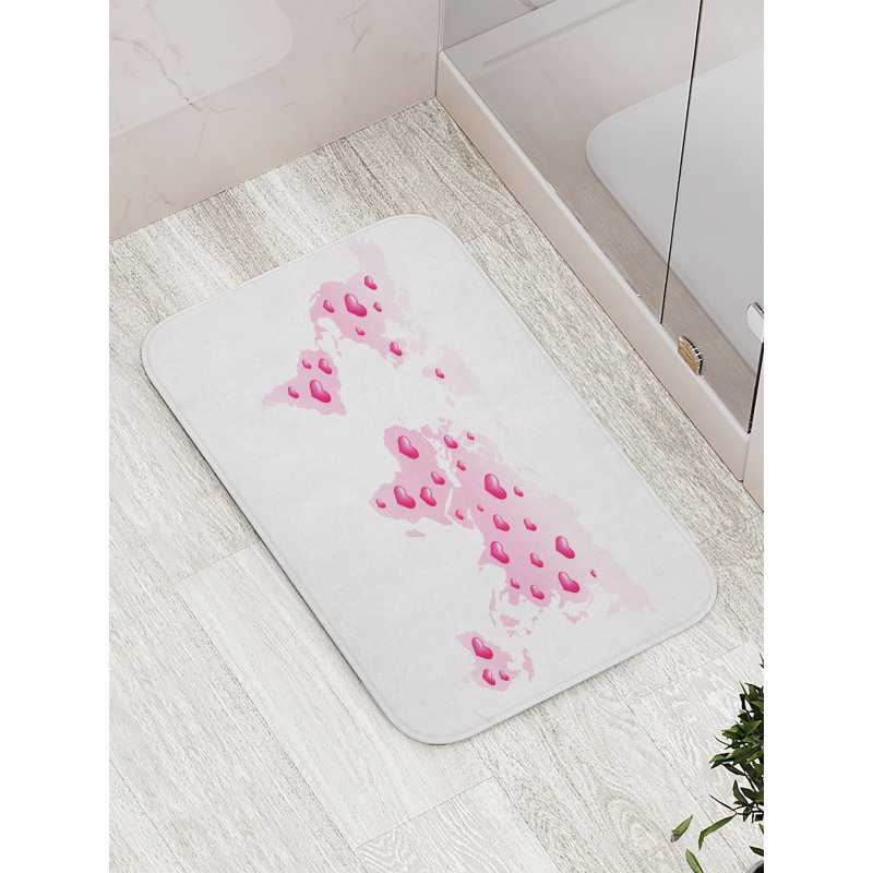 Global Dots Heart Love Bath Mat