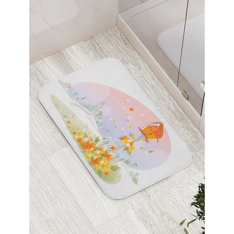 Floral Nest of Birds Bath Mat