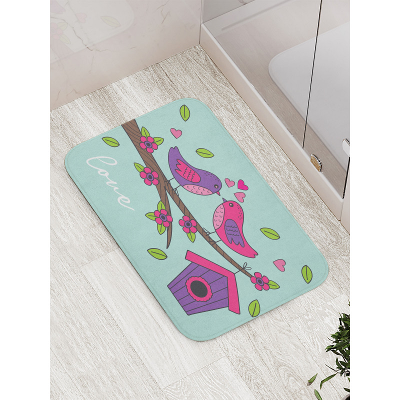 Valentines Love Flowers Bath Mat