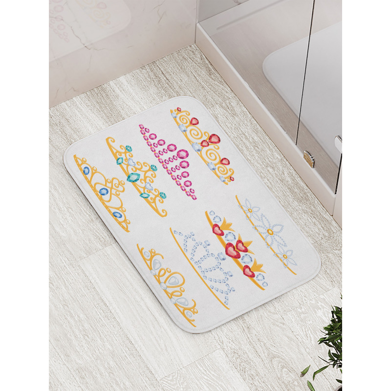 Golden Gemstones Tiaras Bath Mat