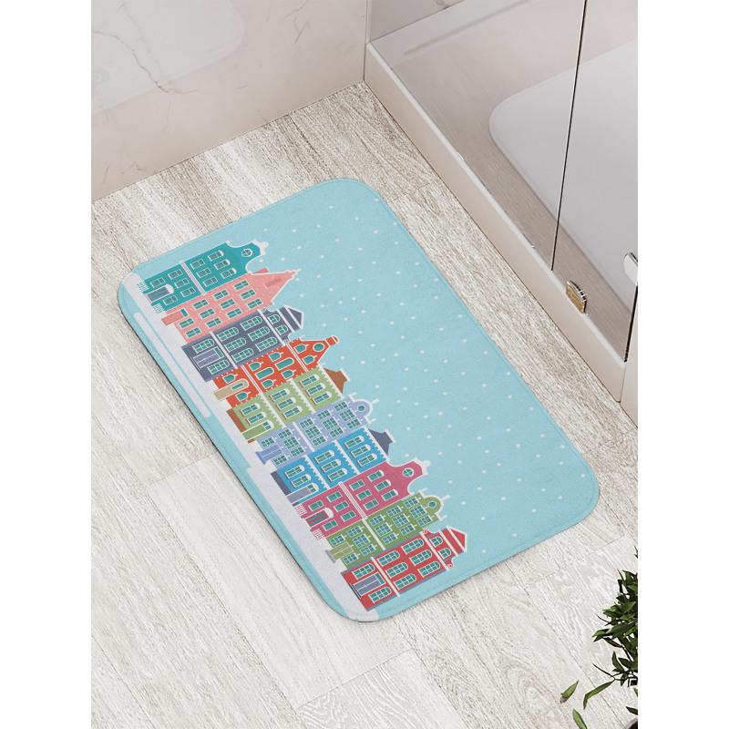 Snowy Town in Holland Bath Mat