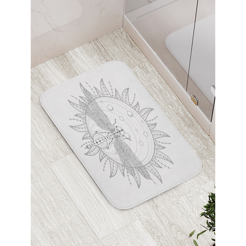 Neutral Sun and Dragonfly Bath Mat