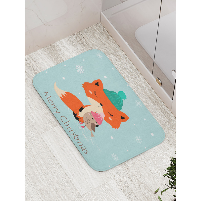 Merry Christmas Bird Animal Bath Mat