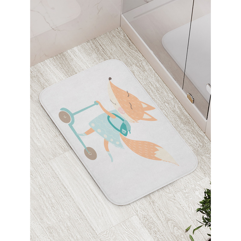 Happy Animal and Bag on Scooter Bath Mat