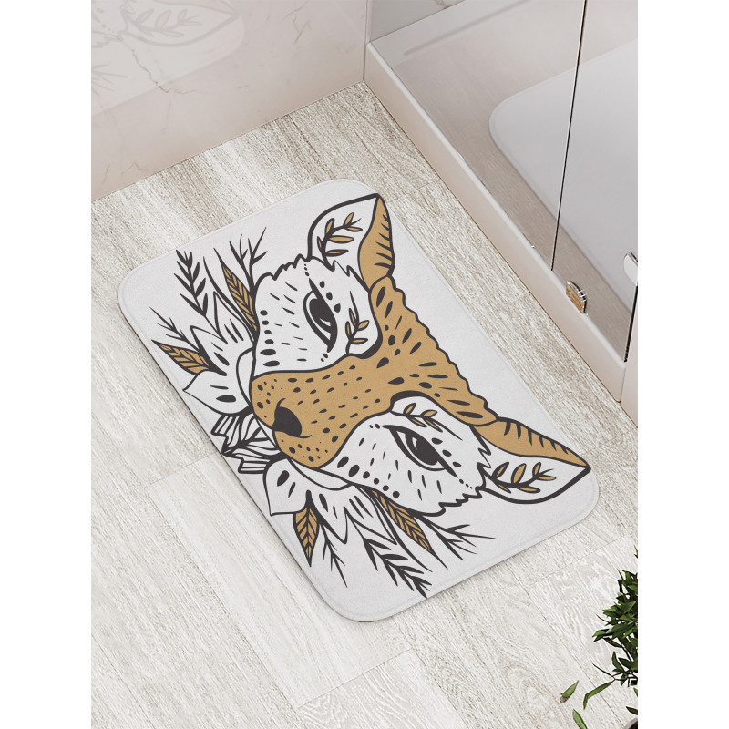 Botanical Ornament Animal Head Bath Mat