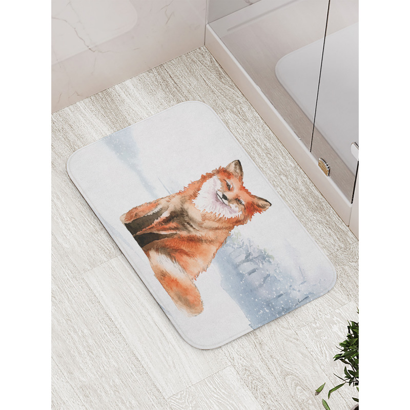 Fine Art Winter Animal Painting Bath Mat