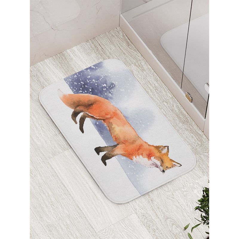 Side View Painting Snow Animal Bath Mat