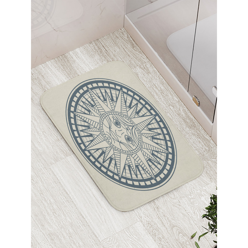 Retro Sun Compass Bath Mat