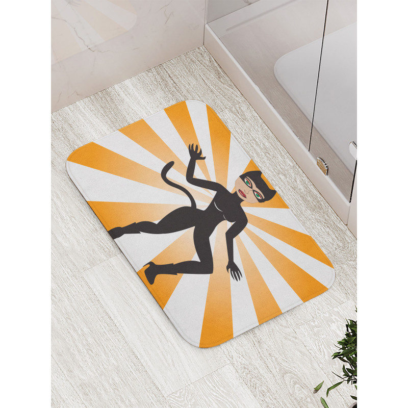 Cat Woman in Costume Rays Bath Mat