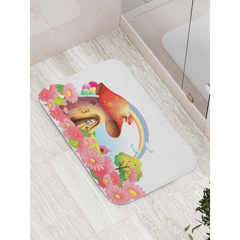 Mushroom House in Garden Bath Mat