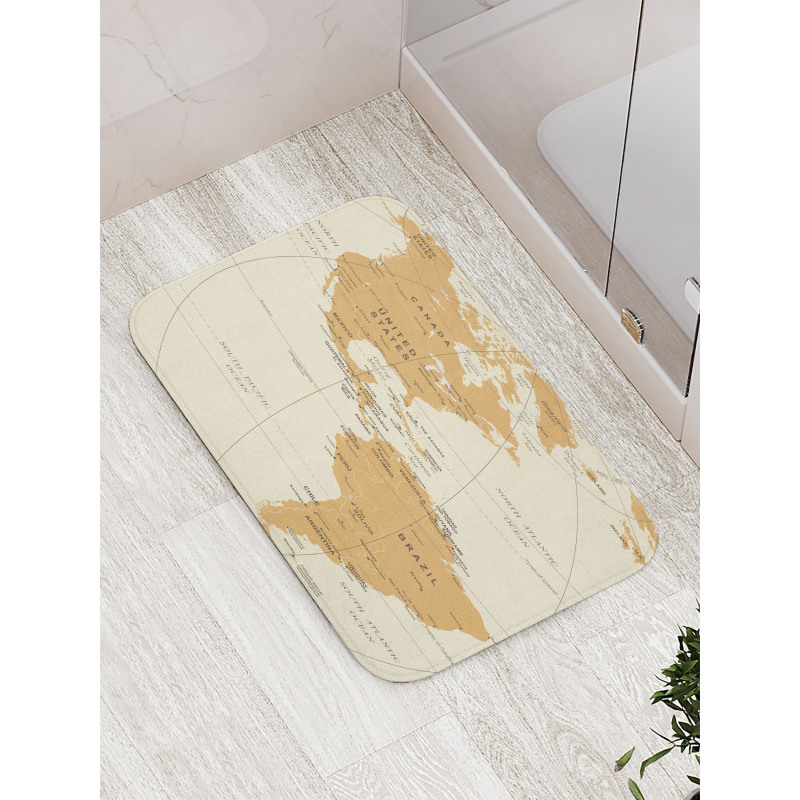 North South America Map Bath Mat