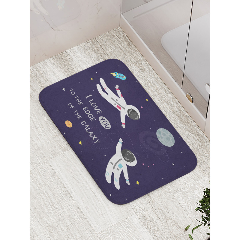 Love Wording Astronauts Bath Mat