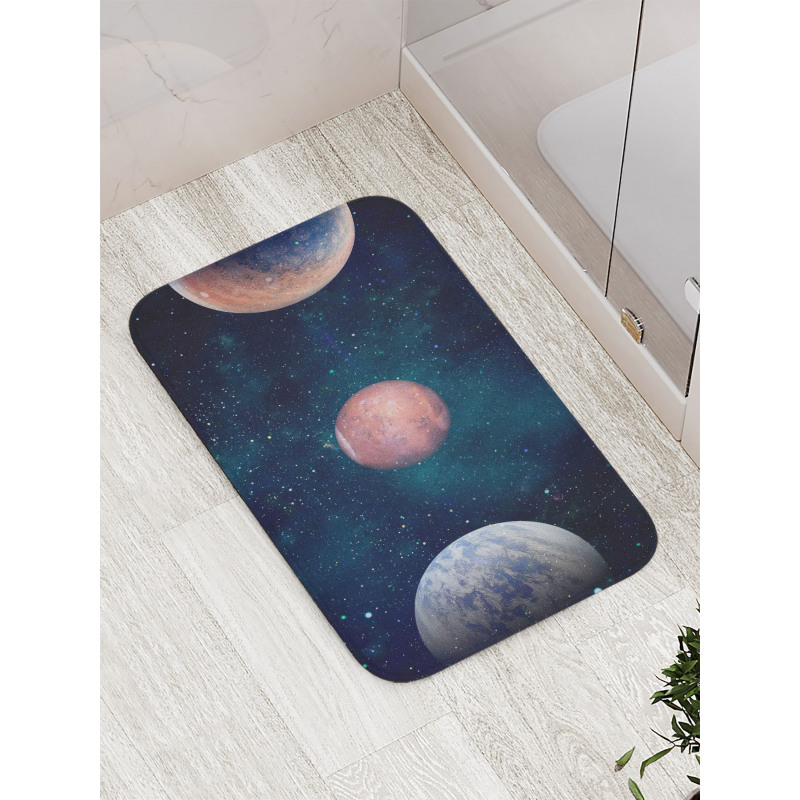 Planets Starry Galaxy Space Bath Mat