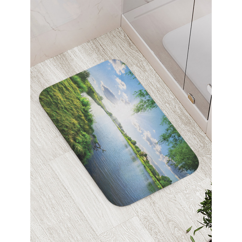 Calm River in Summer Bath Mat