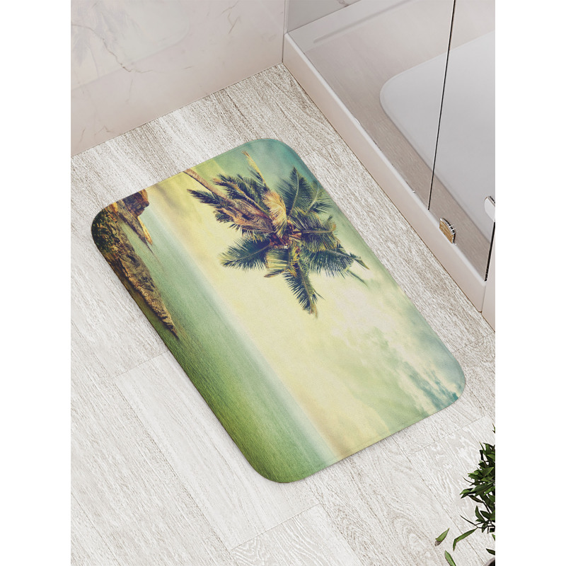 Palm Tree Rocky Shore Bath Mat
