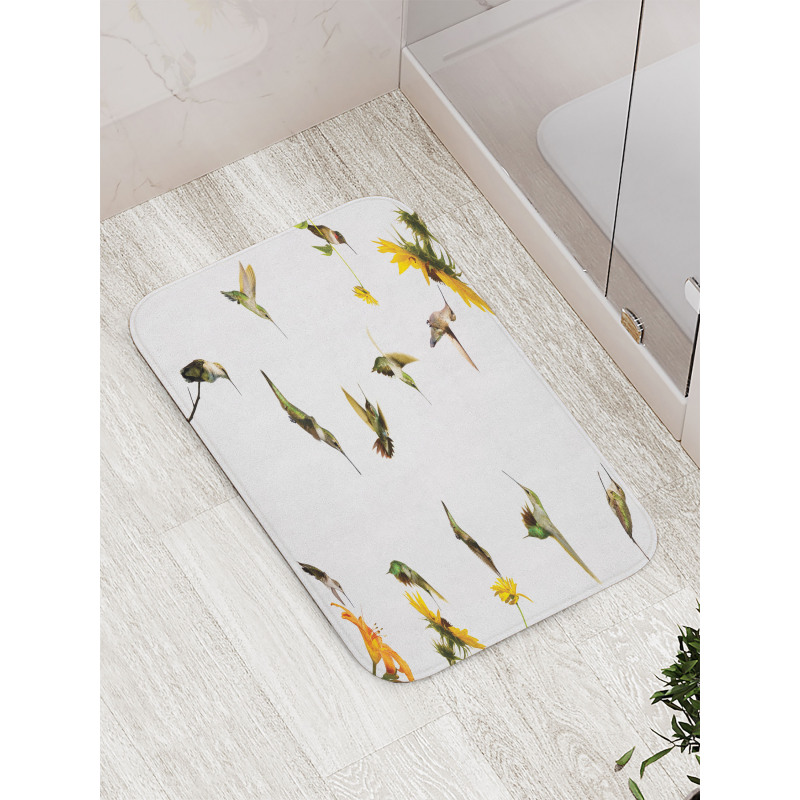 Hummingbird Sunflowers Bath Mat