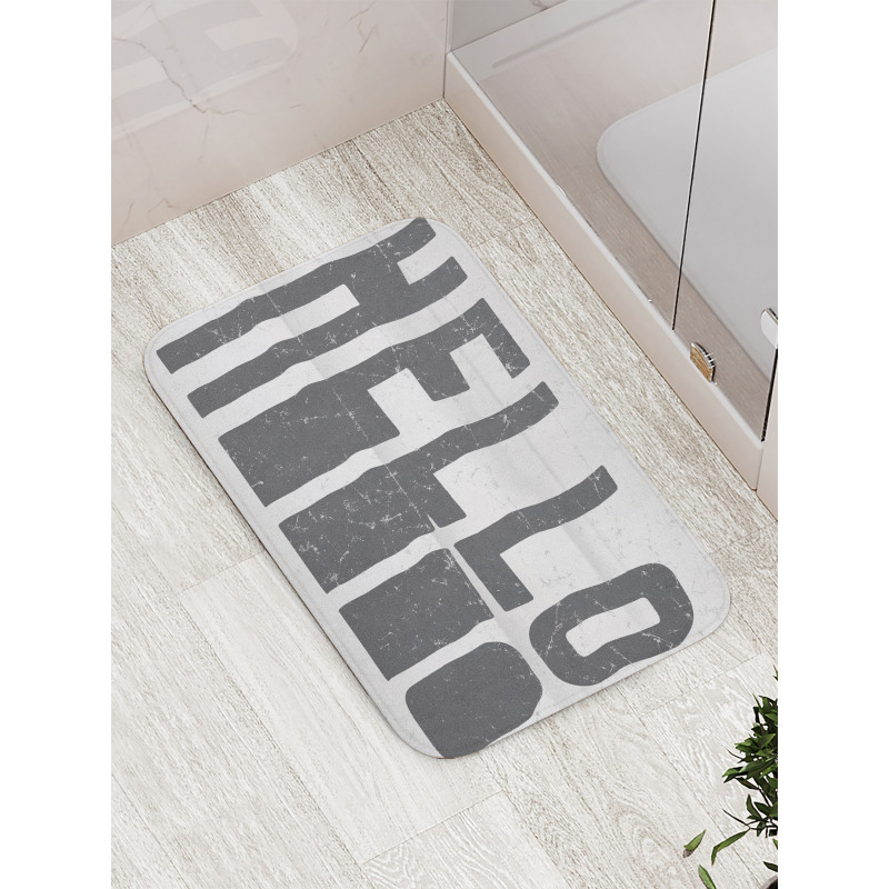 Hello Grunge Typography Art Bath Mat