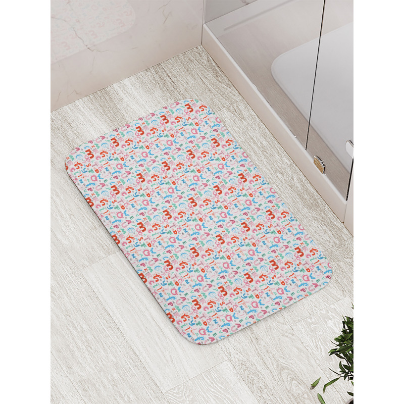 Colorful Whimsical Doodle Bath Mat